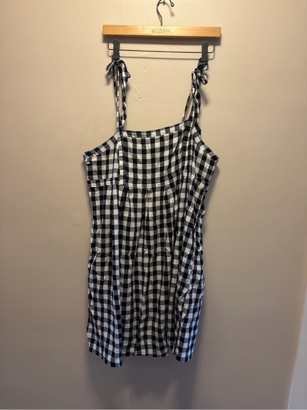 Old Navy Black & White Gingham Tie-Strap Mini Dress